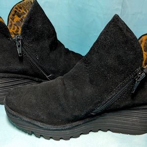 Fly London Black Suede Yip Boot Size 37